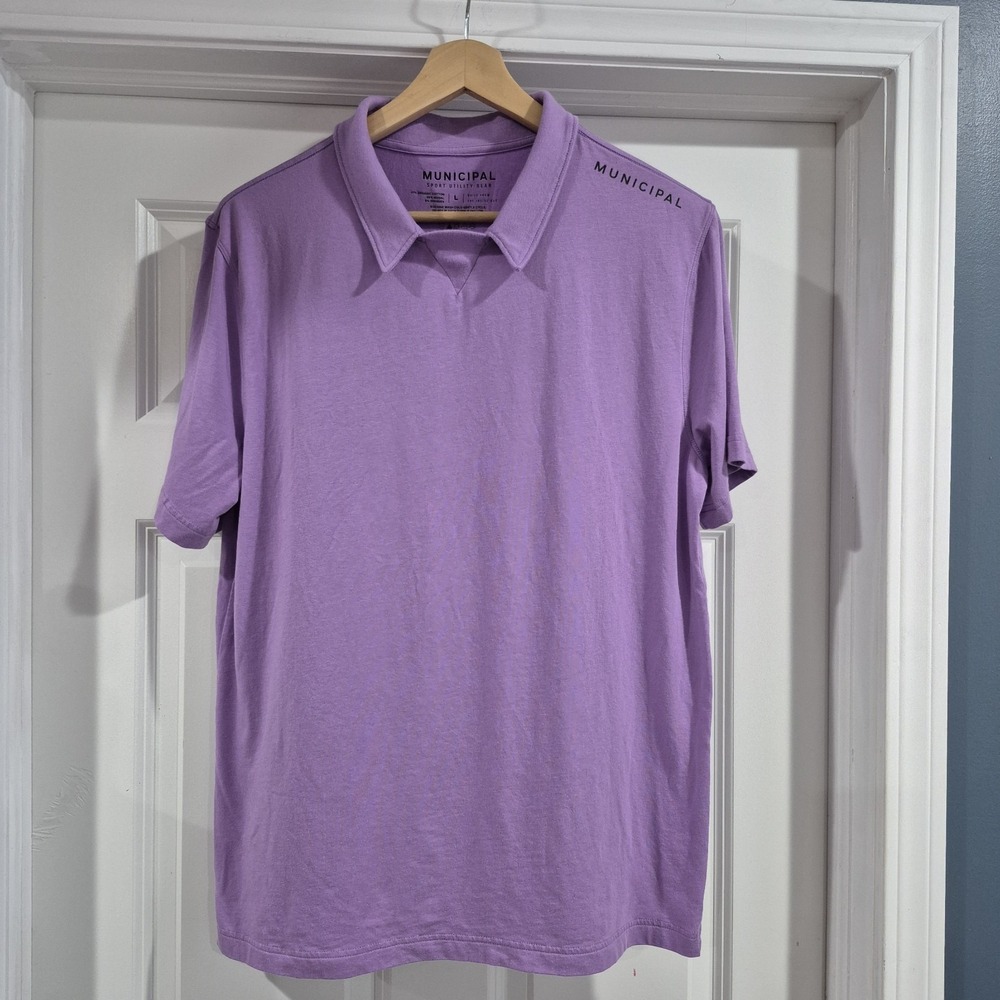 Municipal Sport Utility Gear Polo Shirt Mens Large Lavender Organic Cotton Soft